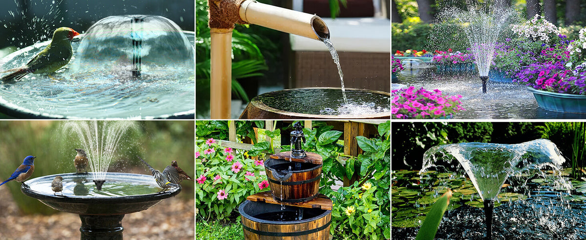 Garden fountain using the all-in-one water feature kit