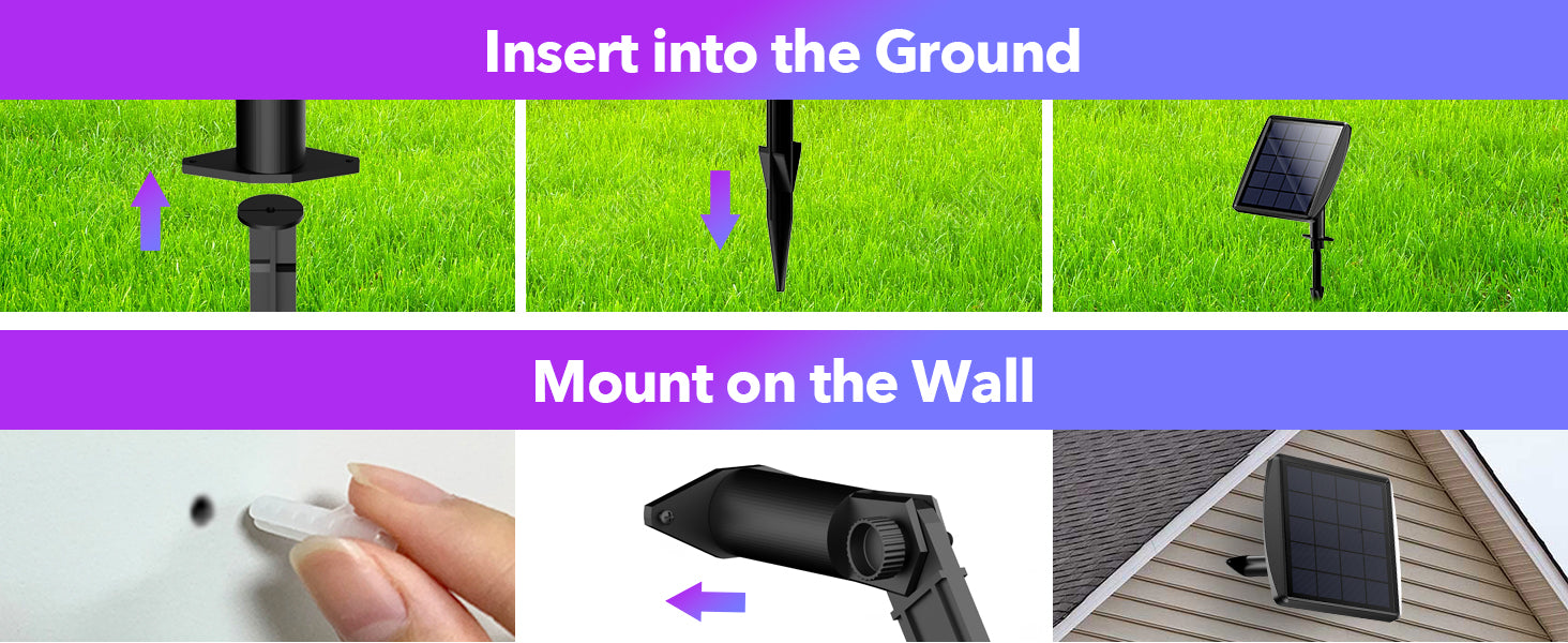 Two Installation Options: Ground Stake or Wall Mount