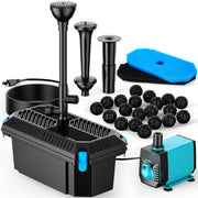 4′ x 4′ Pond Decor Kit | 3-in-1 Filter, Waterfall & Lights