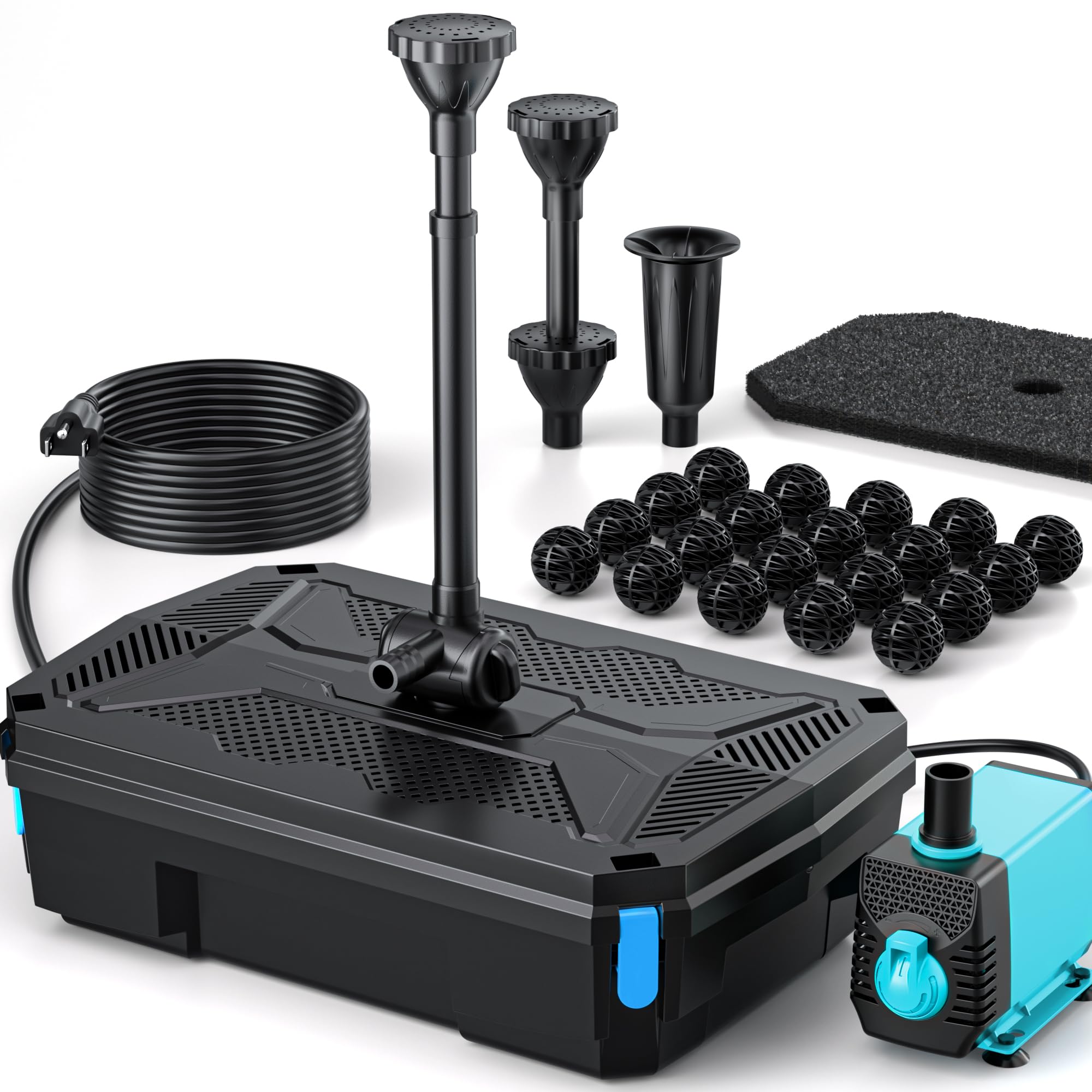 6′ x 6′ Pond Decor Kit | 3-in-1 Filter, Waterfall & Lights