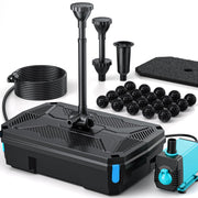 6′ x 6′ Pond Decor Kit | 3-in-1 Filter, Waterfall & Lights