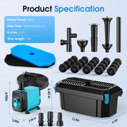 4′ x 4′ Pond Decor Kit | 3-in-1 Filter, Waterfall & Lights