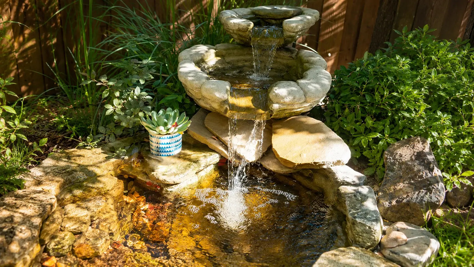 Compact waterfall water feature scenario