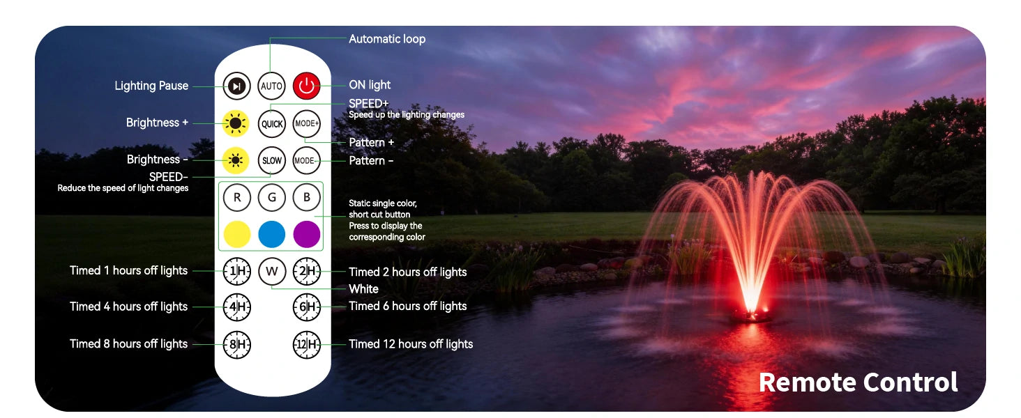 Vibrant RGB floating fountain lights multi-color