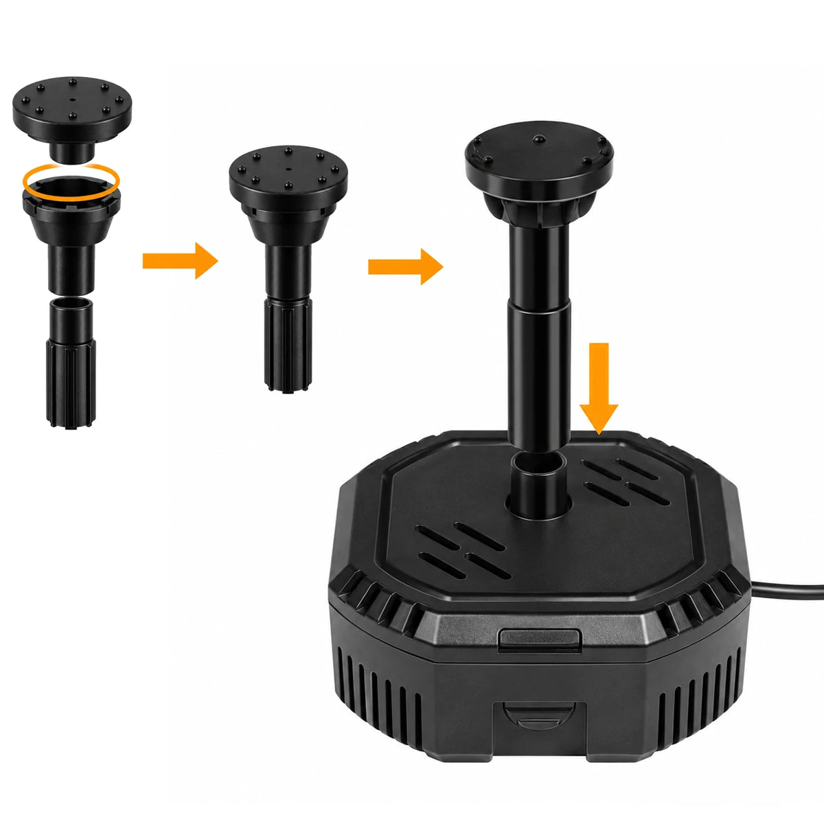 assemble small pond pump and filter pump
