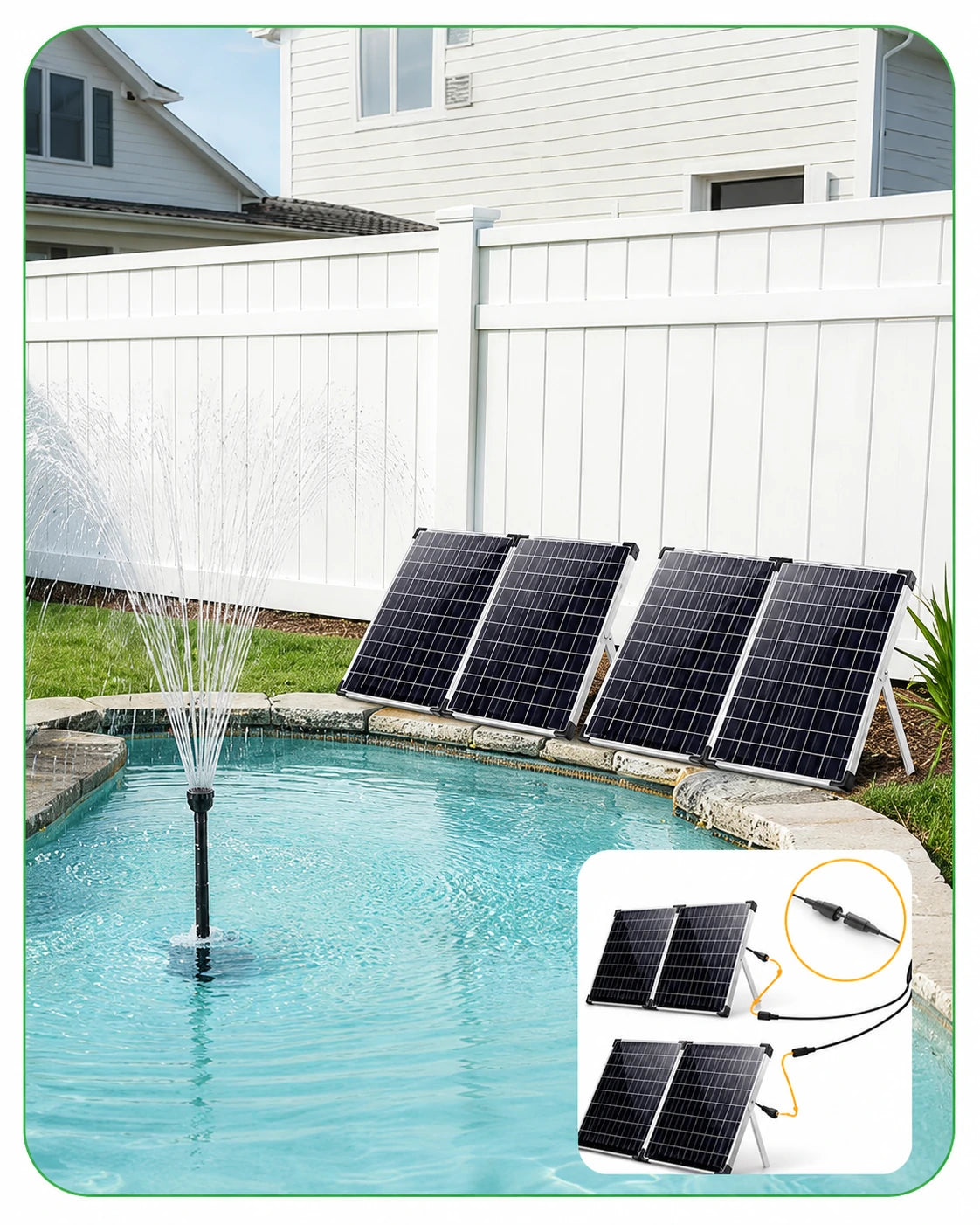 backyard fountains solar panel connet