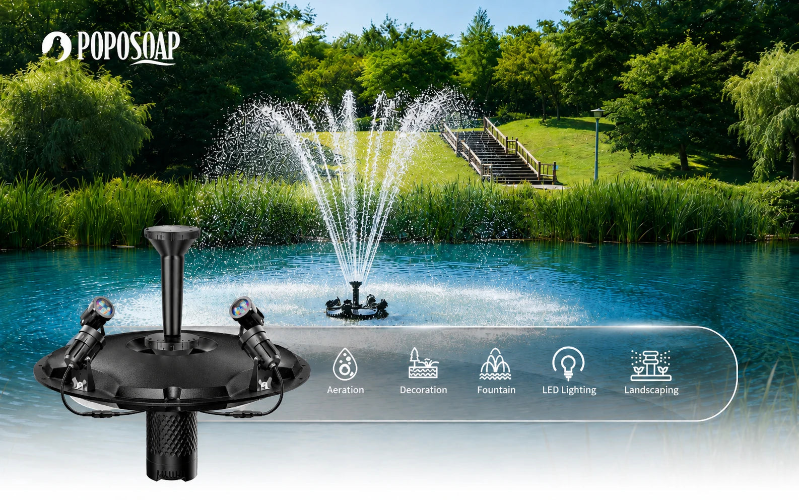 Floating Fountain with Remote Lights