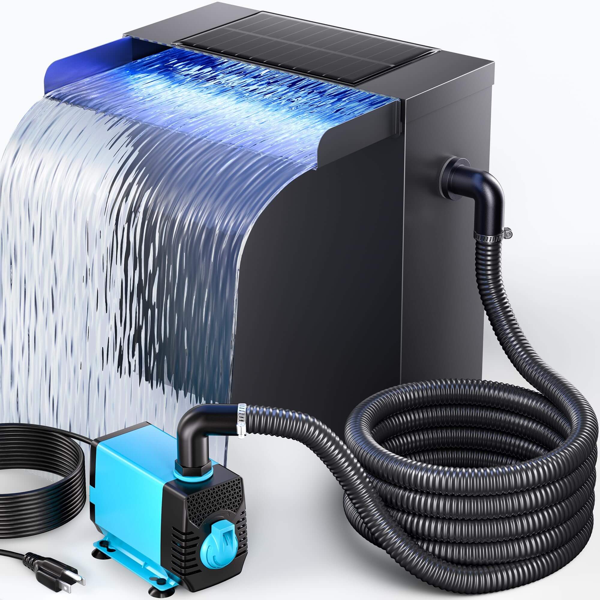 40W 660GPH Electric Waterfall Pump Kit with 12"x13.4" Spillway (LED)