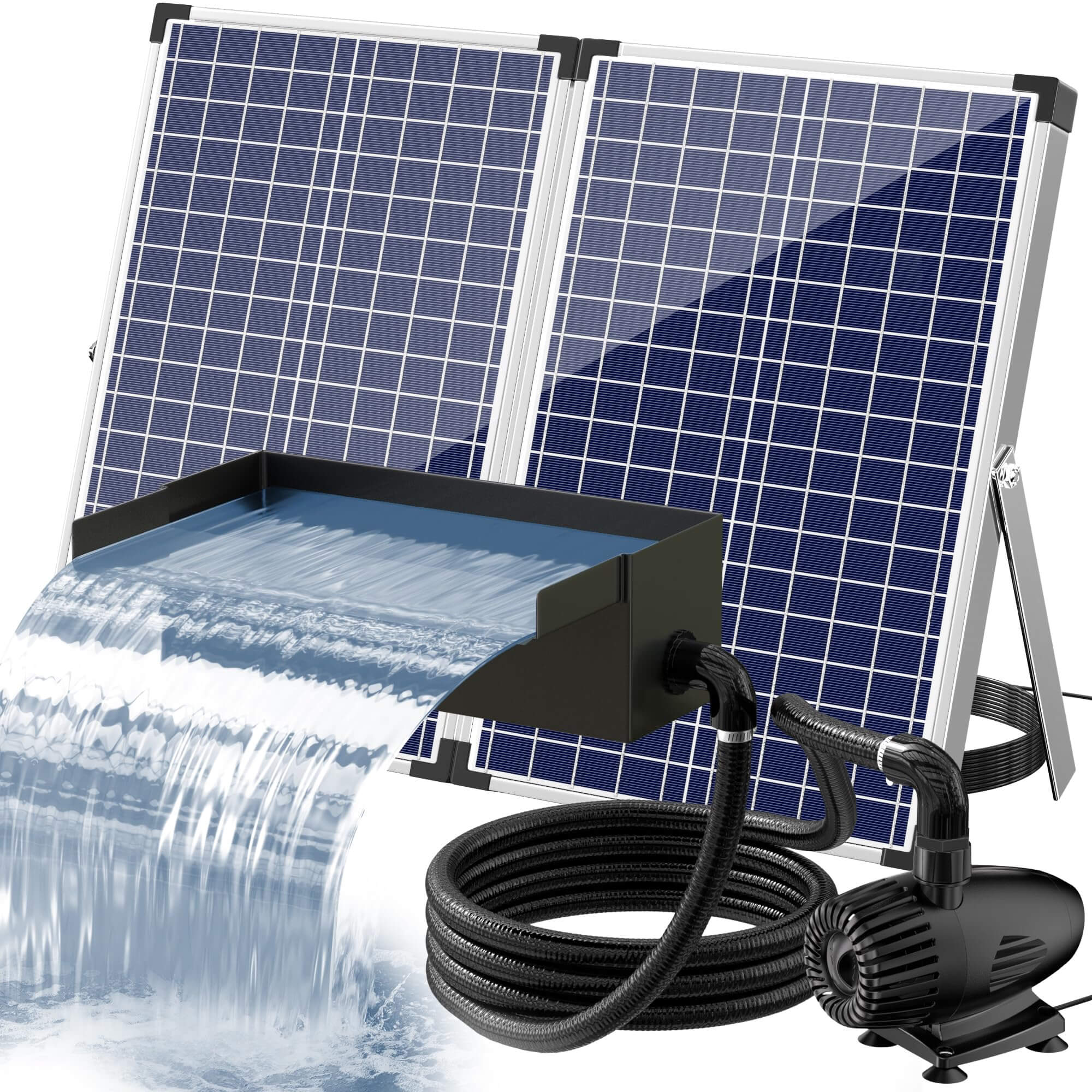 70W 680GPH Solar Waterfall Pump Kit with 12"x4.3" Spillway