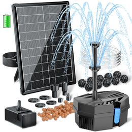 P3081D 8W 80GPH Solar Pond Filter & Fountain Kit with 3000mAh Battery Backup