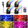 Underwater Pond Lights - RGB & Fixed Color Modes, IP68 Waterproof, Adjustable Heads (4 Headlamps)