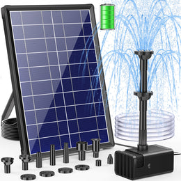 8W 80GPH Floating Solar Water Fountain Pump with 3000mAh Battery
