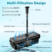 P37039 70W 680GPH Solar Pond Filter & Fountain Kit