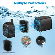 12W 160GPH Solar Water Fountain Pump - Black Pump