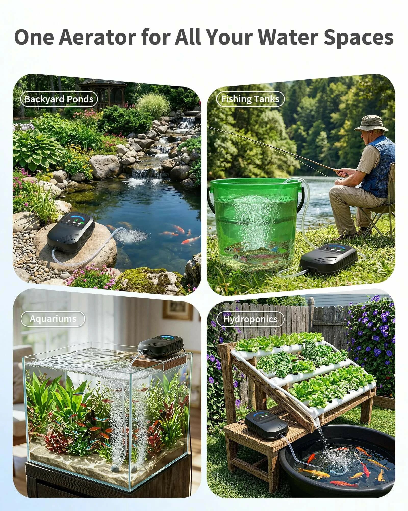 4W Solar Pond Aerator with 2200mAh Battery & Digital Display