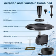 45W 660GPH Floating Fountain with LED Lights