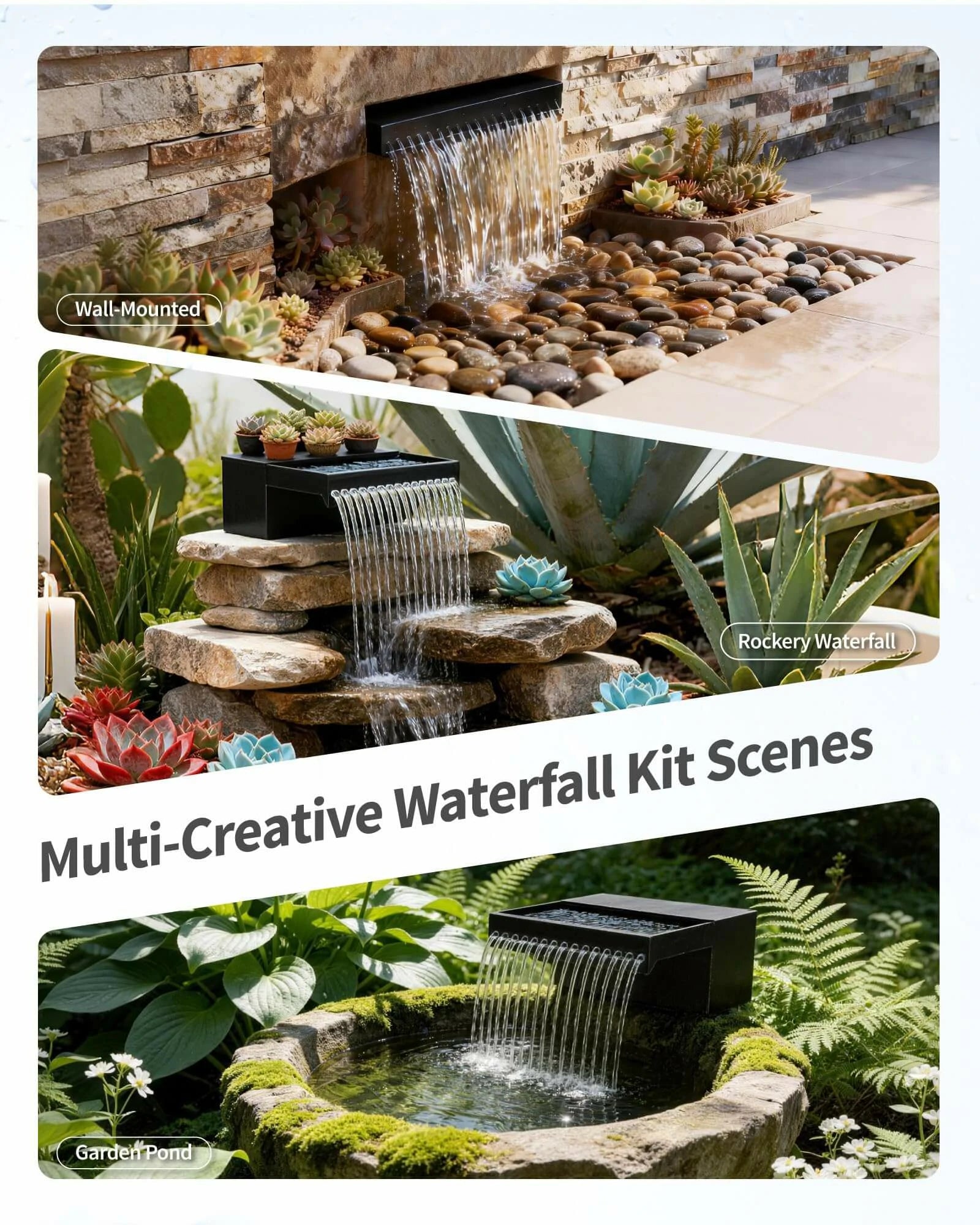 P552S 55W Solar Pond Waterfall Spillway with Fountain Pump