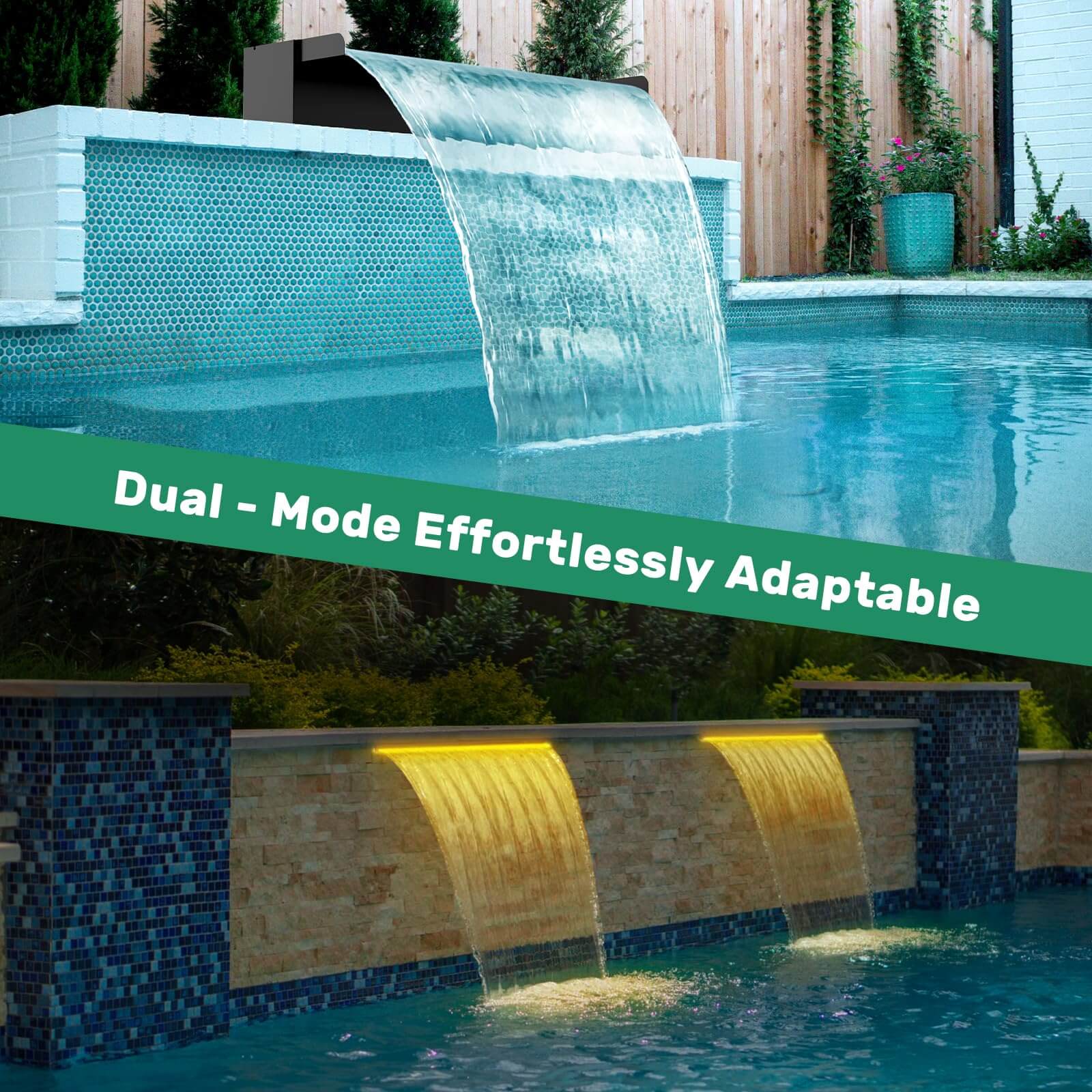 80W 1200GPH Electric Waterfall Pump Kit with 24"x4.3" Spillway (LED)