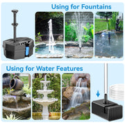 P3081D 8W 80GPH Solar Pond Filter & Fountain Kit with 3000mAh Battery Backup