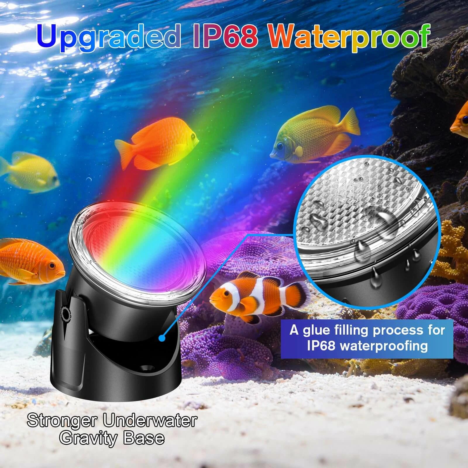 4-Head Colored Underwater Pond Lights with Memory Function
