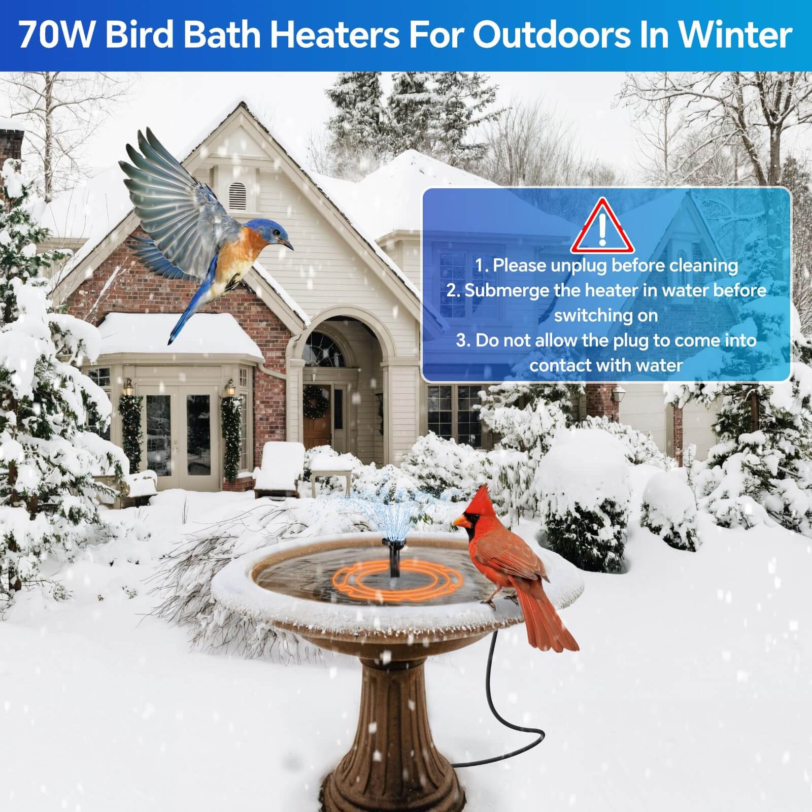 70W AC Bird Bath Heater Fountain