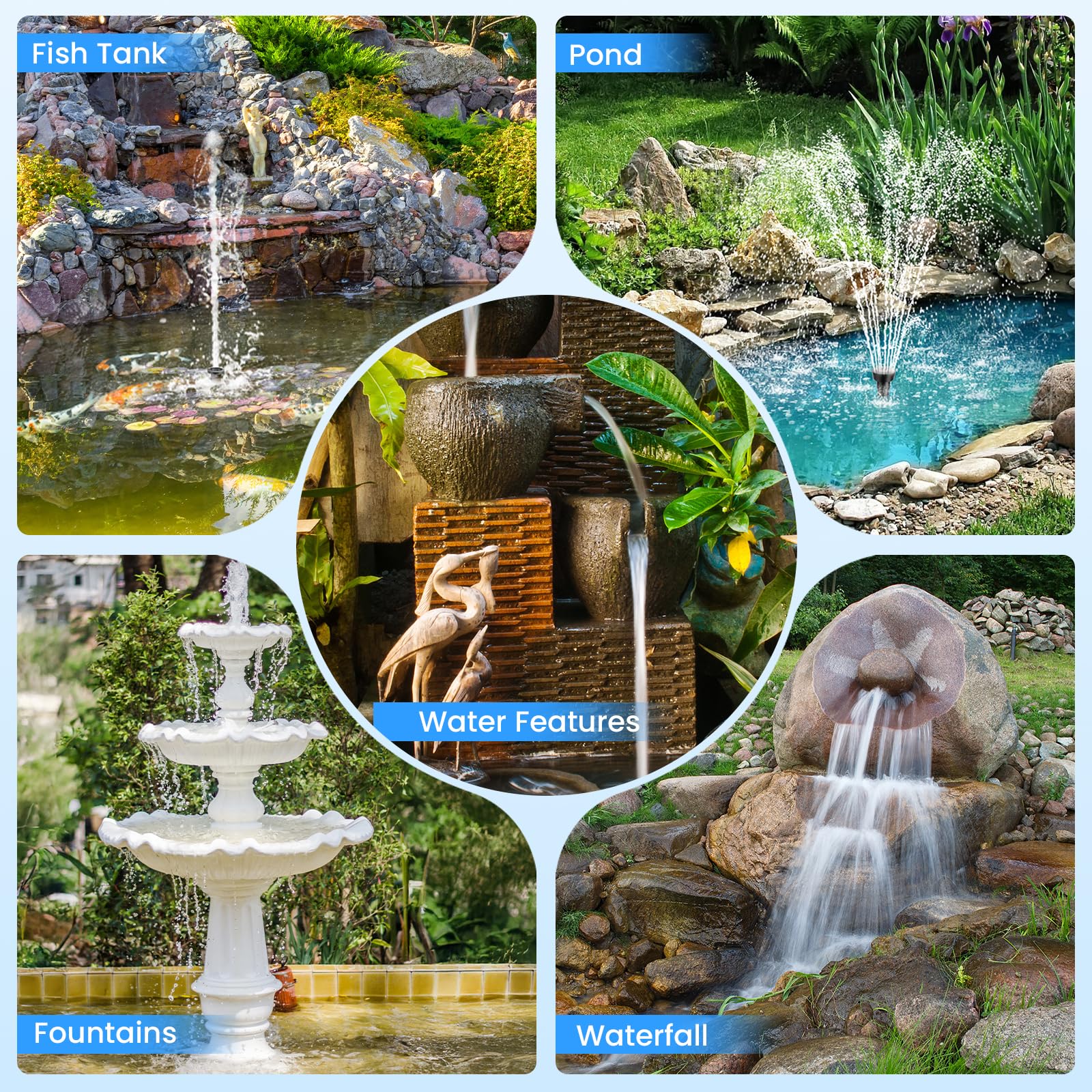 P3122 12W 160GPH Solar Pond Filter Fountain