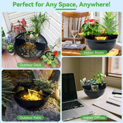 Mini Water Garden Pond Kit with Waterfall & LED Lighting