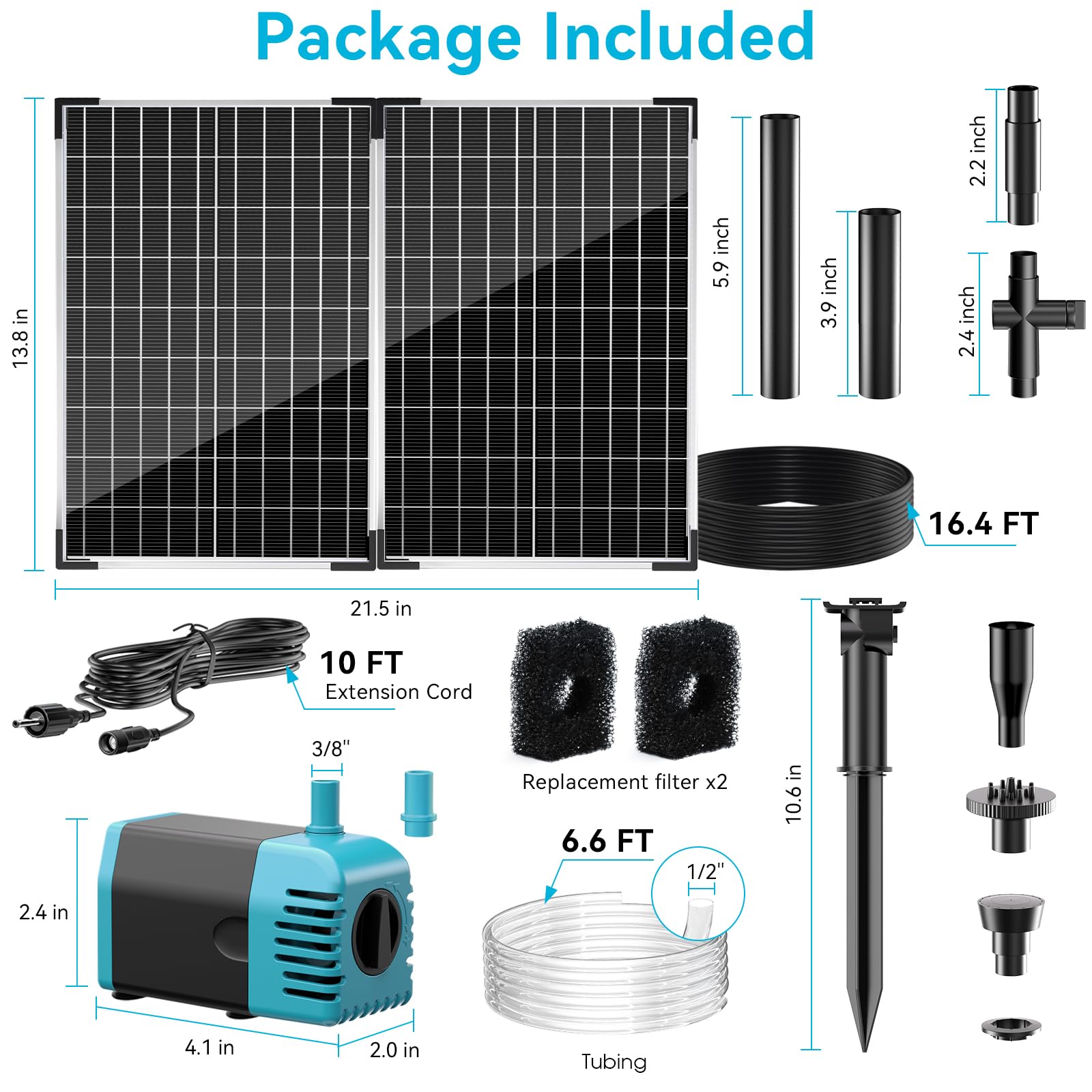 50W 360GPH Solar Water Fountain Pump