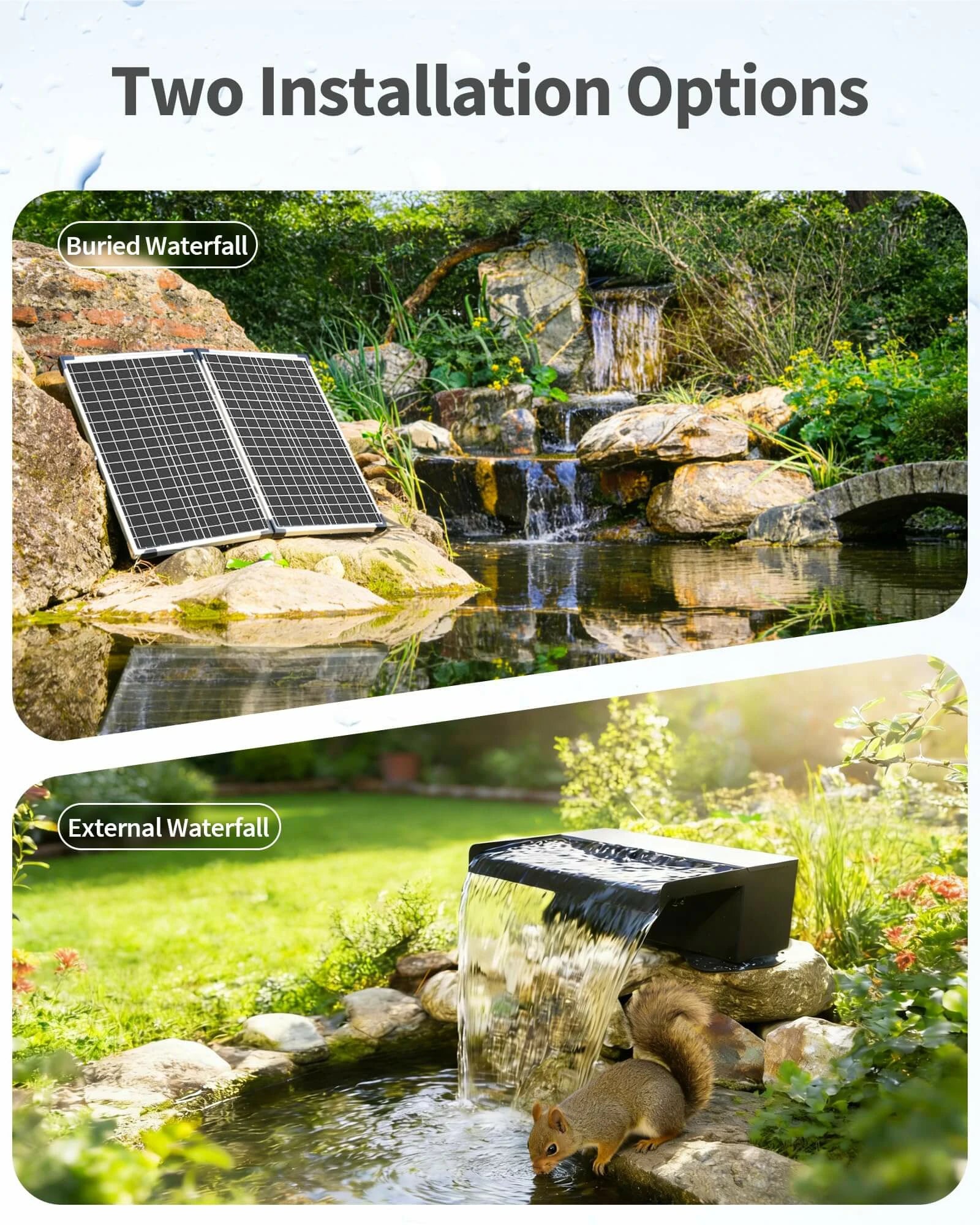 70W Solar Waterfall Kit with 12"x4.3" Spillway