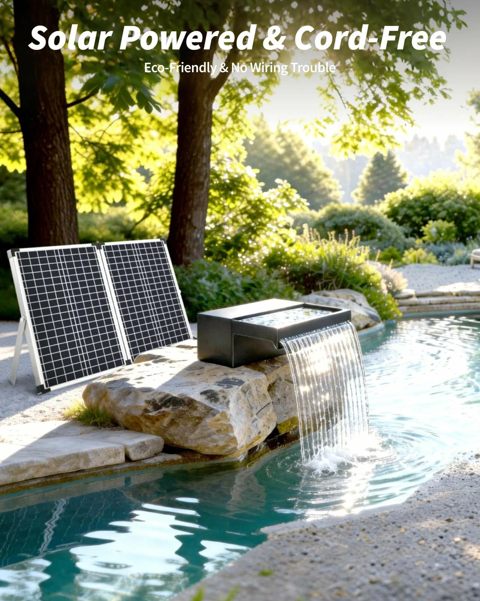 P552S 55W Solar Pond Waterfall Spillway with Fountain Pump