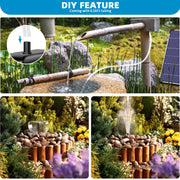 12W 160GPH Solar Water Fountain Pump - Black Pump