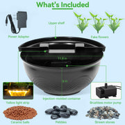 Mini Water Garden Pond Kit with Waterfall & LED Lighting