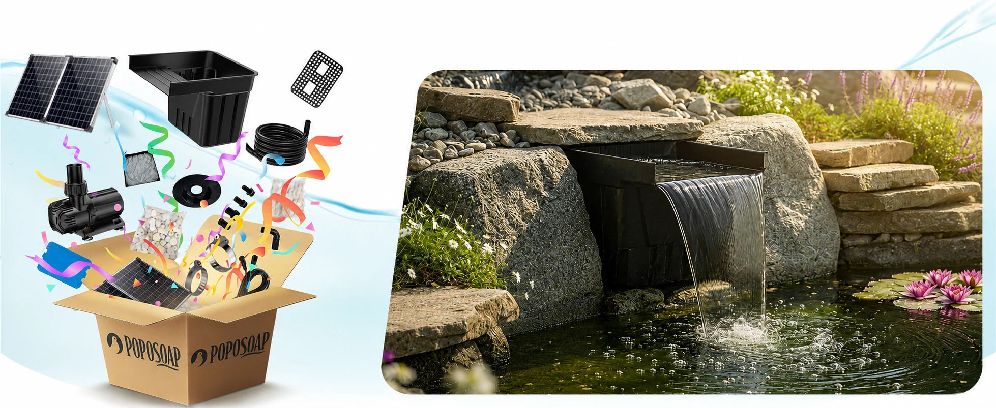 solar pump for waterfall feature all in one kit