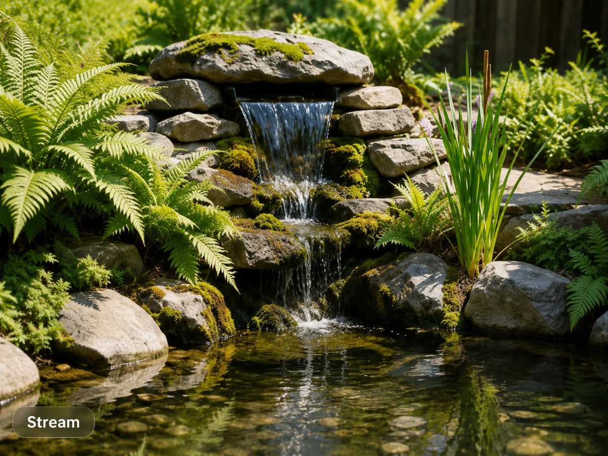 solar waterfall garden stream
